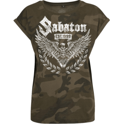 War and Peace Eagle Sabaton Camo T-shirt Women Frontside