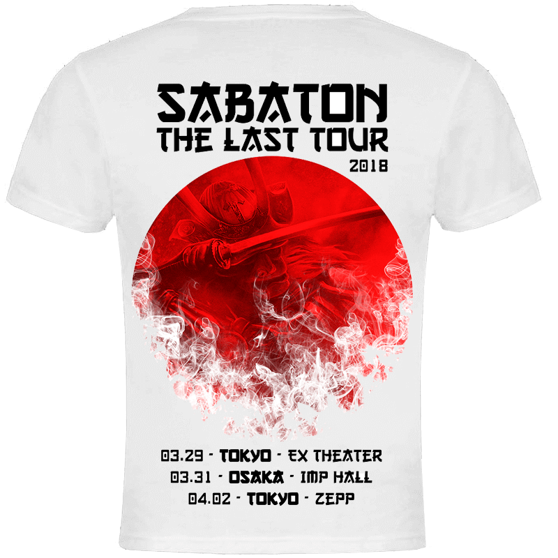 Japan The Last Stand Tour 2018 Sabaton Exclusive White T-shirt Backside