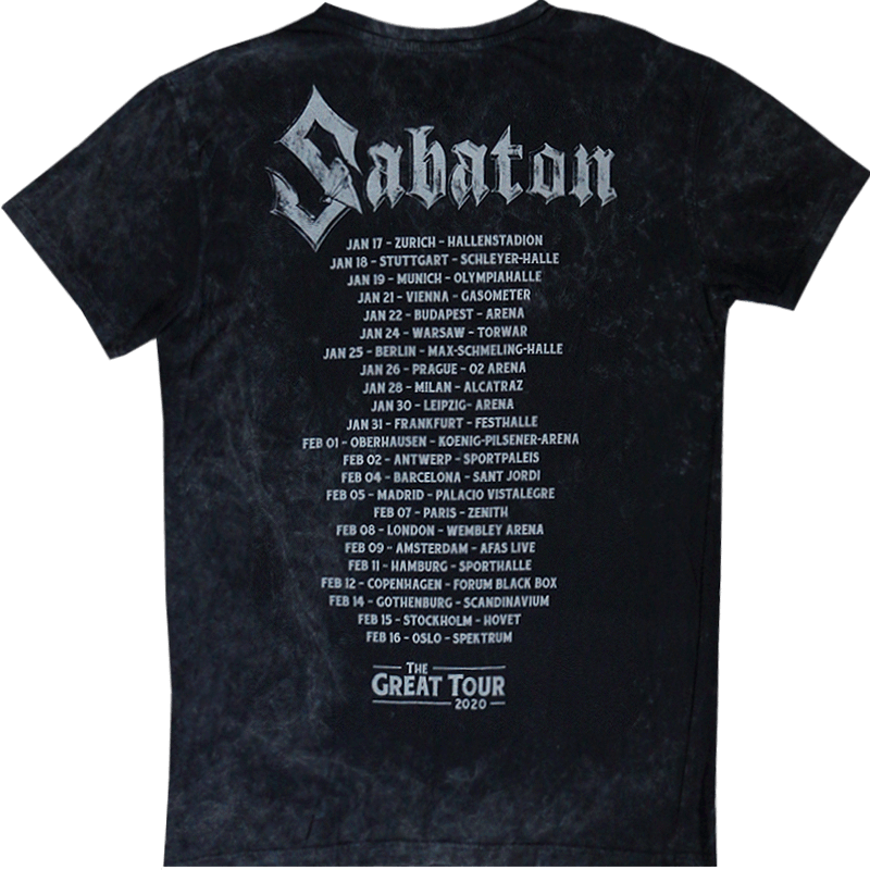 The Great EU Tour 2020 Sabaton Vintage T-shirt Backside