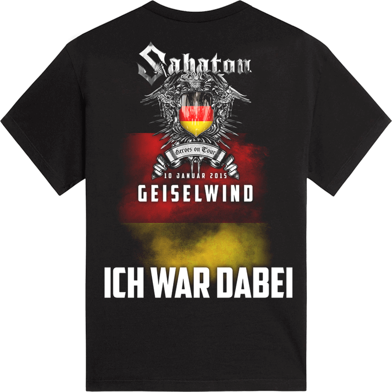 Geiselwind Heroes on Tour 2015 Sabaton T-shirt Backside
