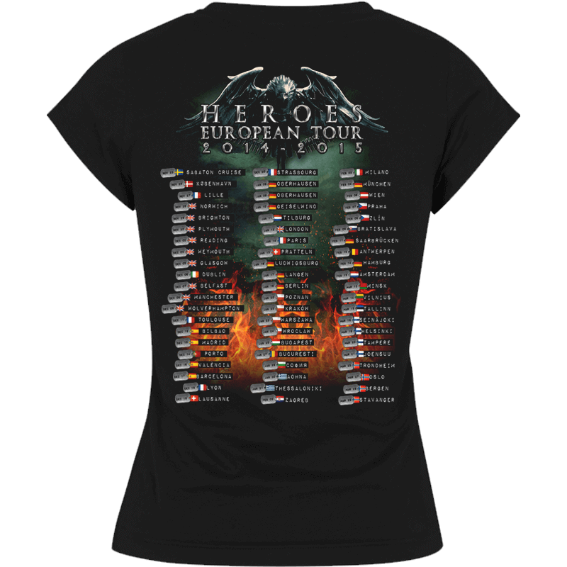 Heroes on European Tour 2014-2015 V-Neck Sabaton T-shirt Women Backside