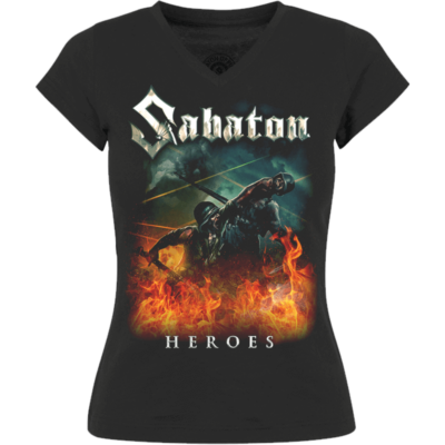 Heroes on European Tour 2014-2015 V-Neck Sabaton T-shirt Women Frontside