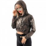 Metal Roses Dark Camo Sabaton Cropped Hoodie Women Frontside Model