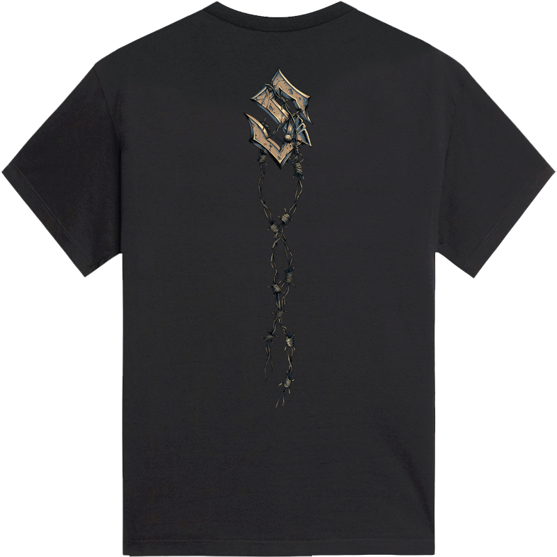 Barbed wire Black t-shirt back_T21355